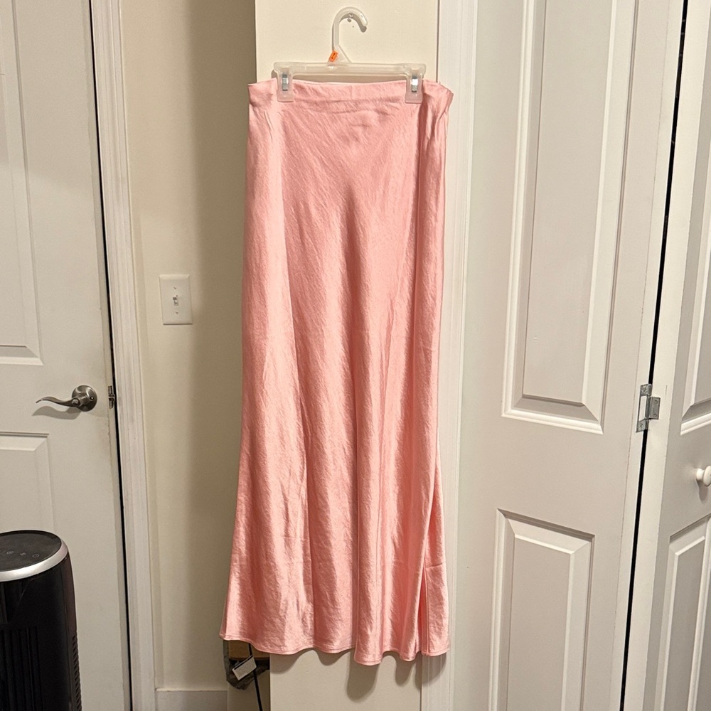Pink Maxi satin Skirt